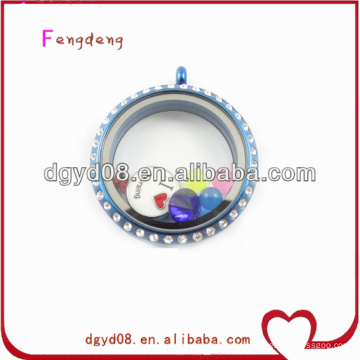 New Arrival 316 Stainless Steel Blue Color Glass Lockets Wholesale